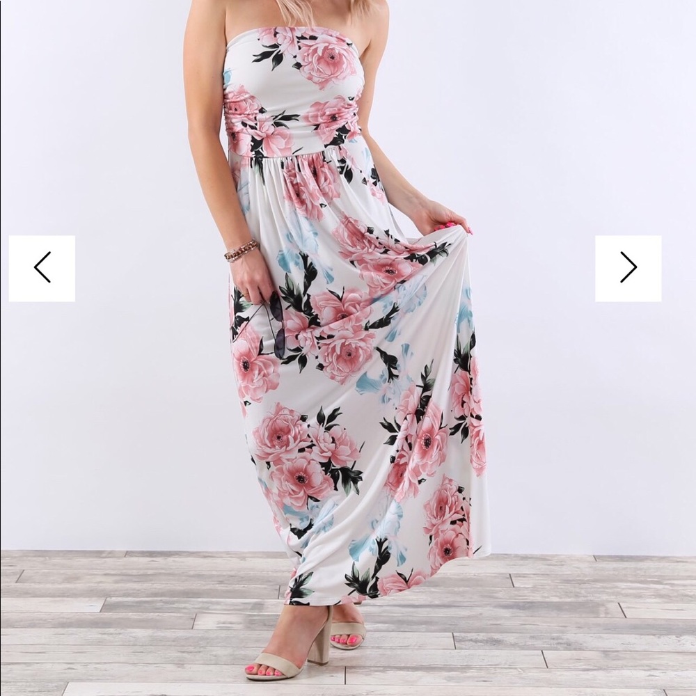 🎉HP🌺 Boutique Strapless Floral Maxi Dress - Picture 2 of 5